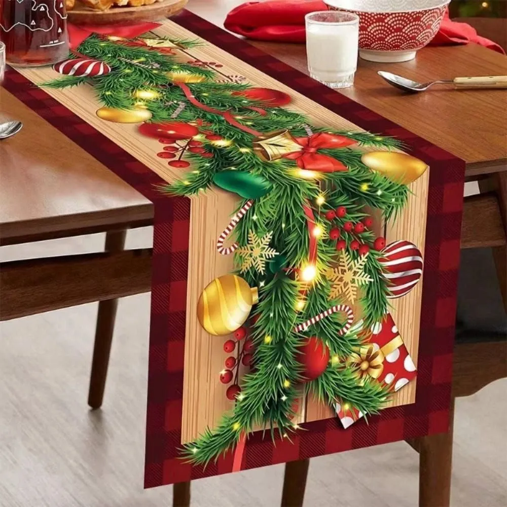 Christmas Tree Buffalo Check Table Runner