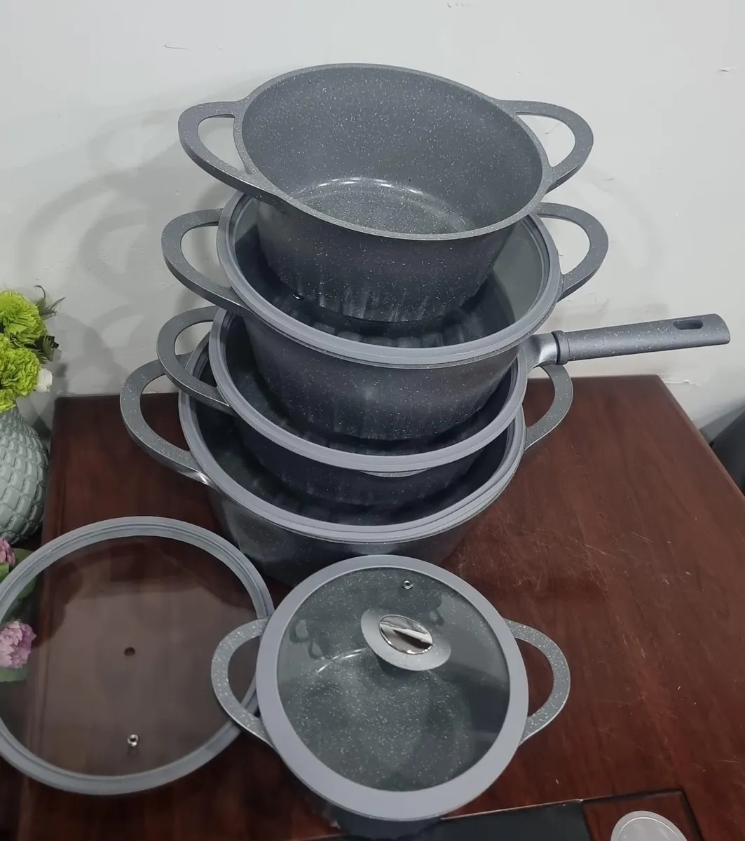 Laky Rain Granite Cook N Serve Cookware Set (10pcs) - Image 2