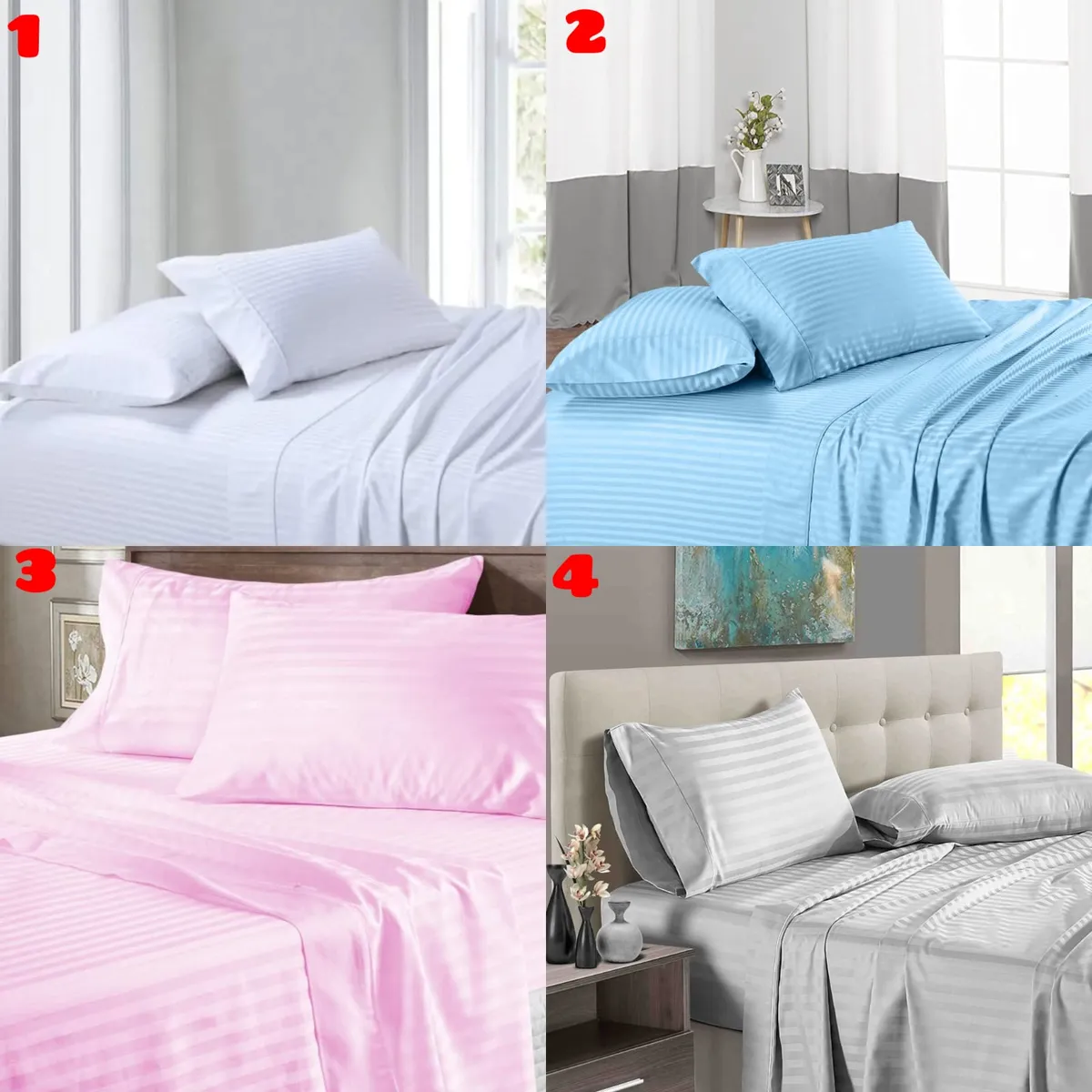 Cotton Striped Bedsheet Set, 6 by 6 - Image 2