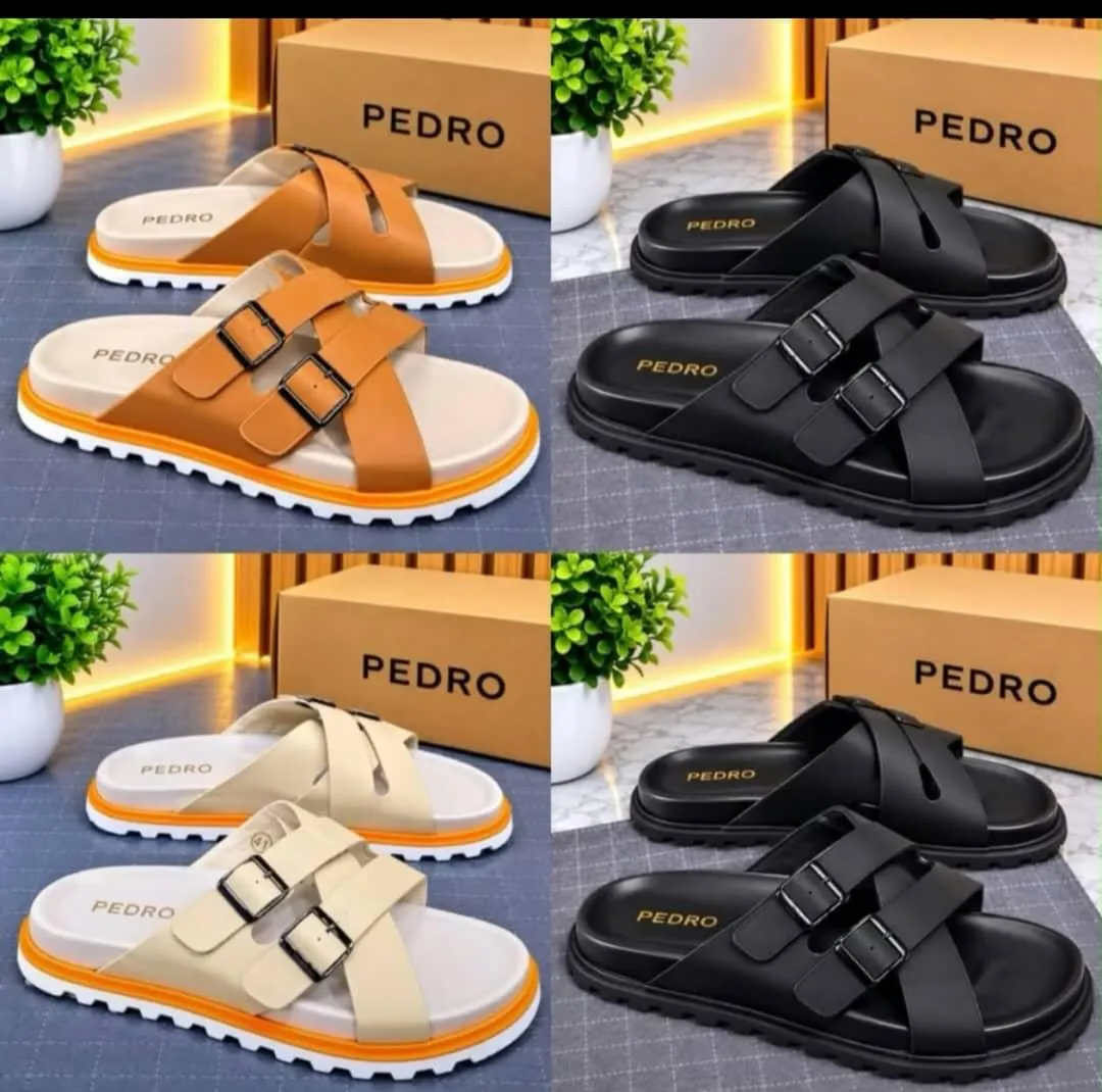PEDRO Tan Buckle Slide Sandals - Image 3