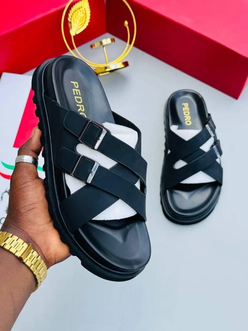 PEDRO Tan Buckle Slide Sandals - Image 4