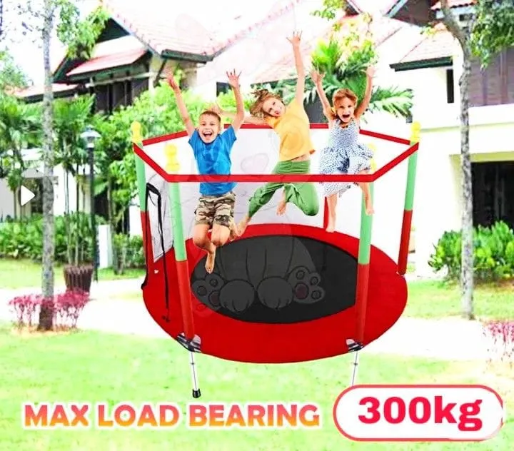 5ft Round Kids Trampoline with Safety Net - Image 5