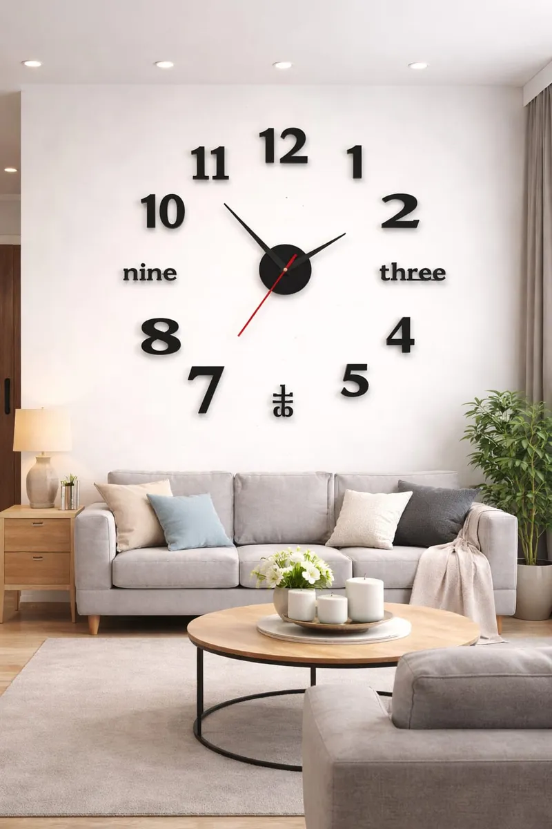 Large Black Frameless Wall Clock - Image 2