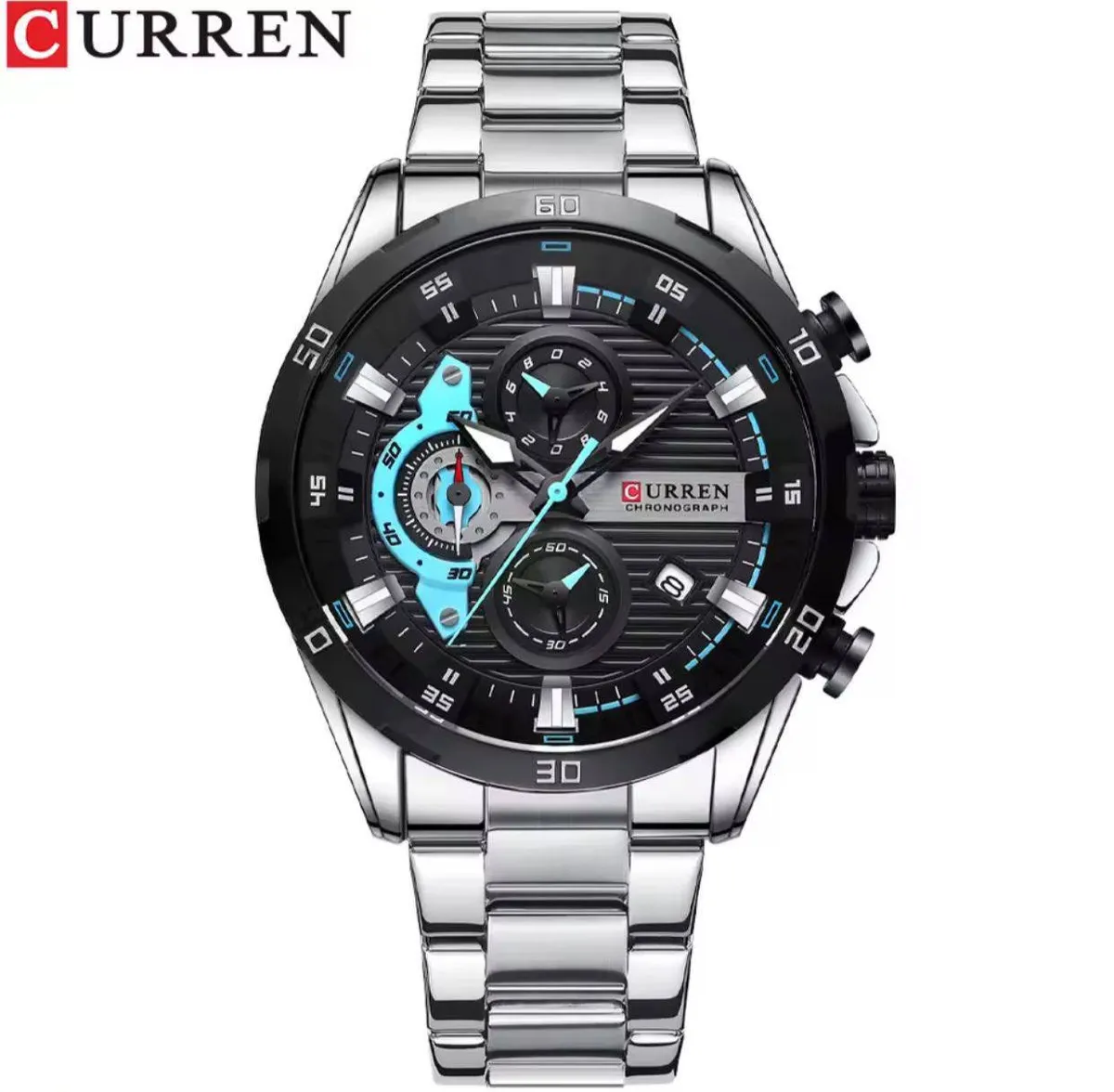 Curren Men's Chronograph Watch with Silver-Tone Bracelet - Image 2