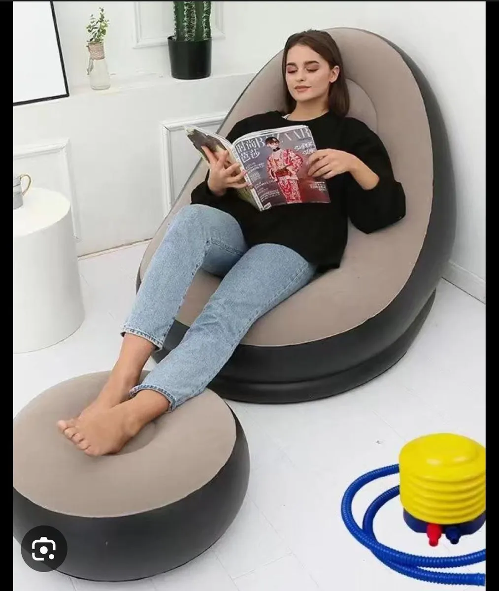 Inflatable Sofa Lounge Chair with Footstool - Image 4