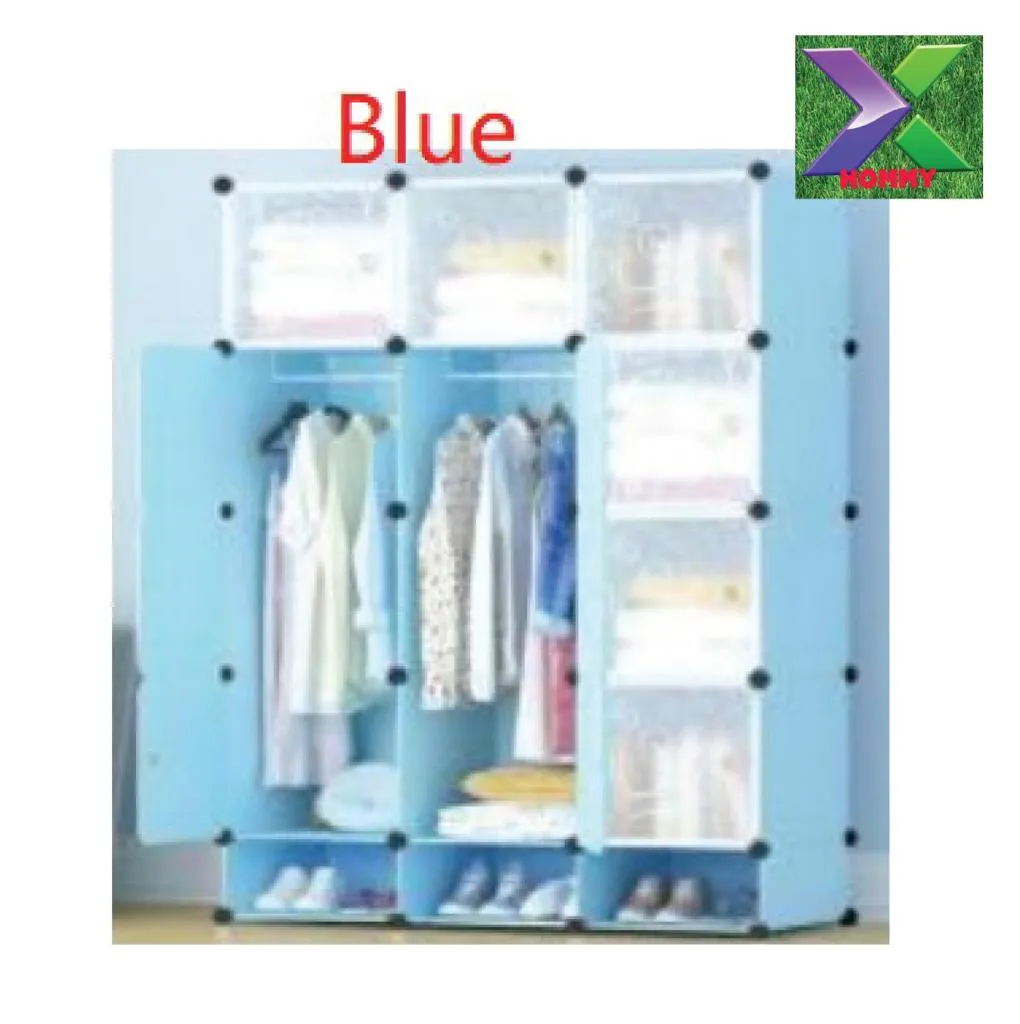 HOMMY Purple Plastic Cube Wardrobe with Shoe Rack - Image 3