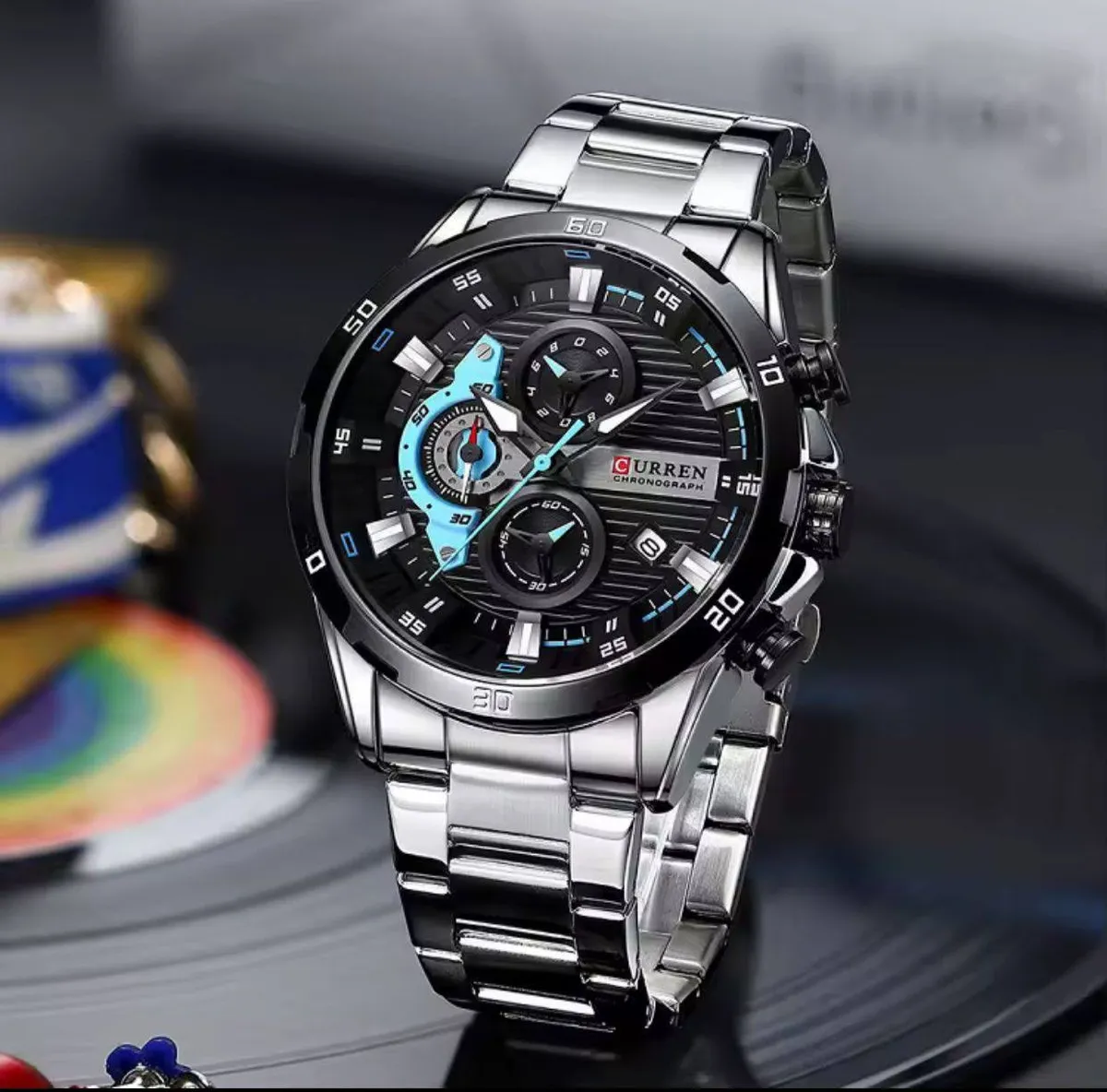 Curren Men's Chronograph Watch with Silver-Tone Bracelet - Image 3