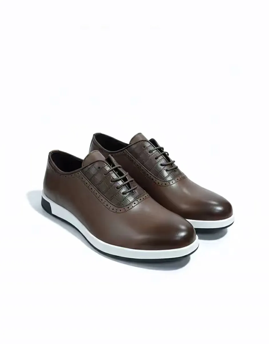 Black Lace-Up Leather Shoes with White Sole - Image 3