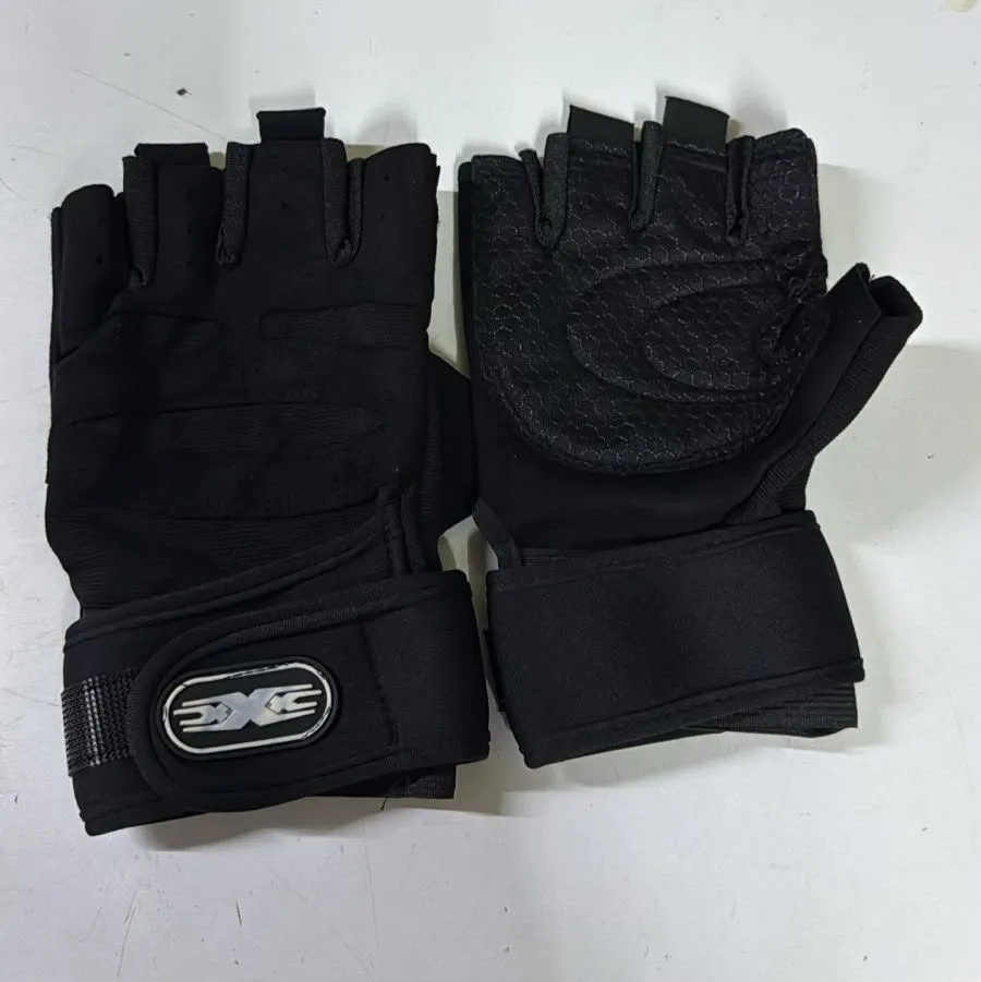 Black Fingerless Workout Gloves with Wrist Wrap