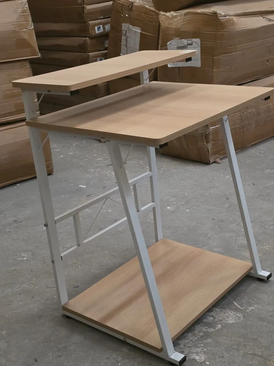 Laptop table/desk with monitor shelf and open lower storage - Image 5