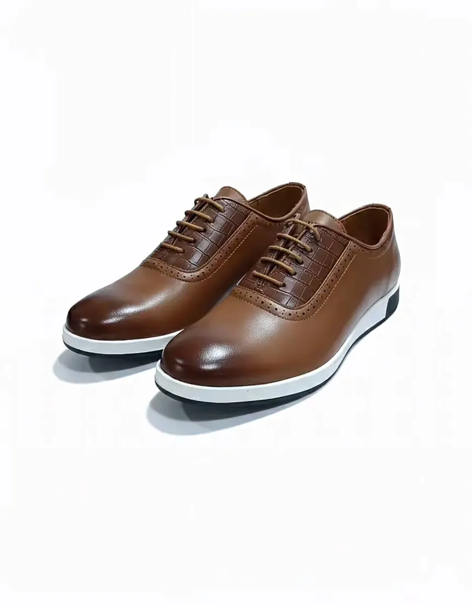 Black Lace-Up Leather Shoes with White Sole - Image 5