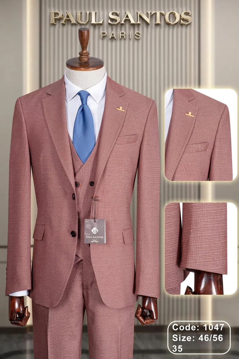 Paul Santos Men's Light Blue Three-Piece Suit - Image 5