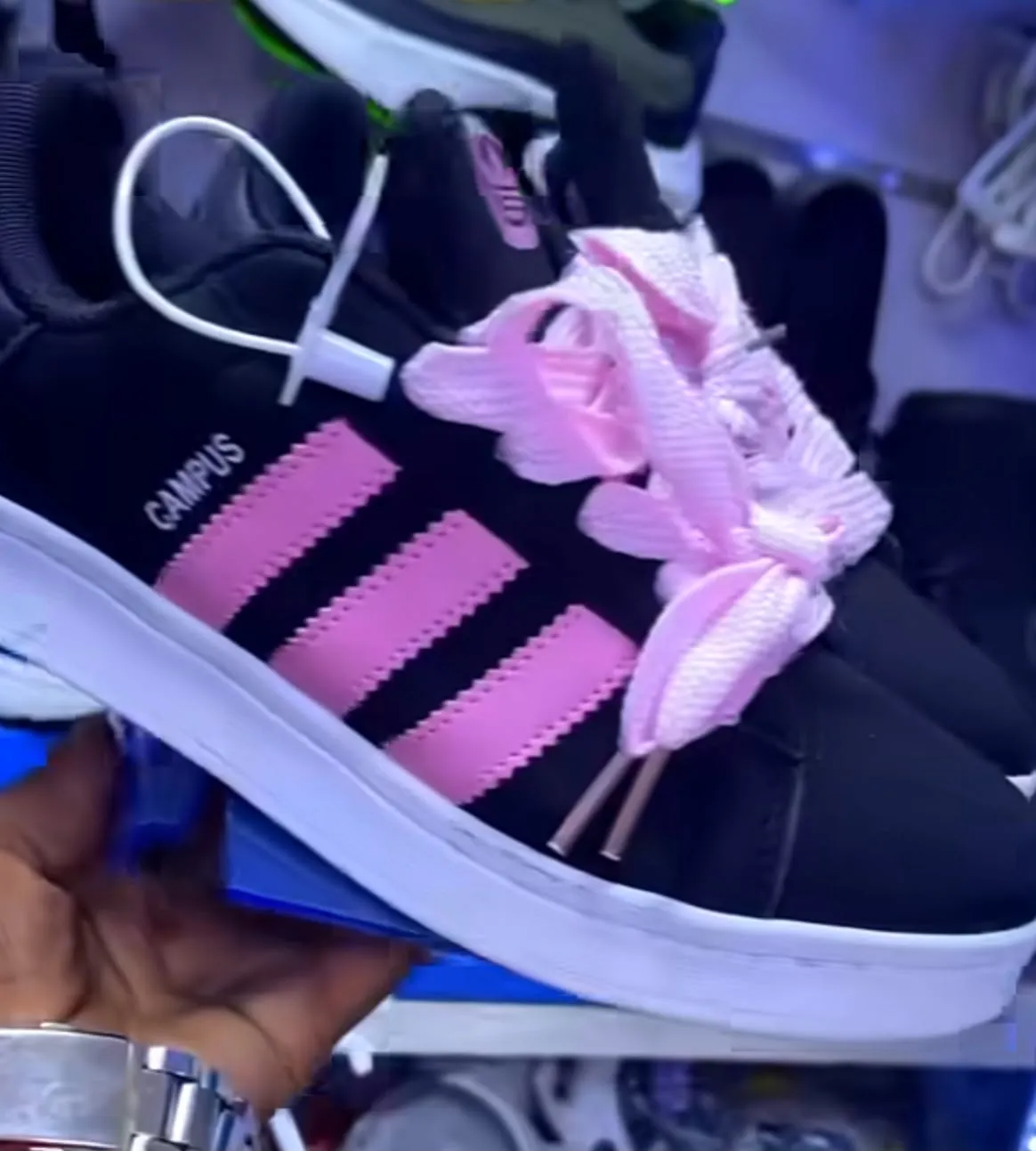 Campus Black and Pink Low-Top Sneakers